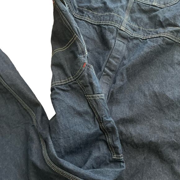 y2k Vintage Dickies Dark Wash Heavyweight Denim Blue Jean Overalls Size 42x32 - Picture 6 of 7